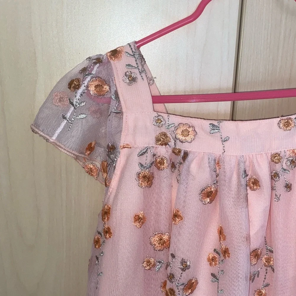 Gymboree Girls Embroidered Floral Mesh Ruffle Dress Size 10